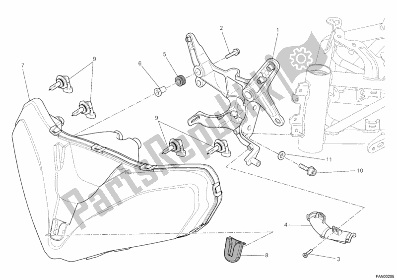 All parts for the Headlight of the Ducati Multistrada 1200 S ABS USA 2010